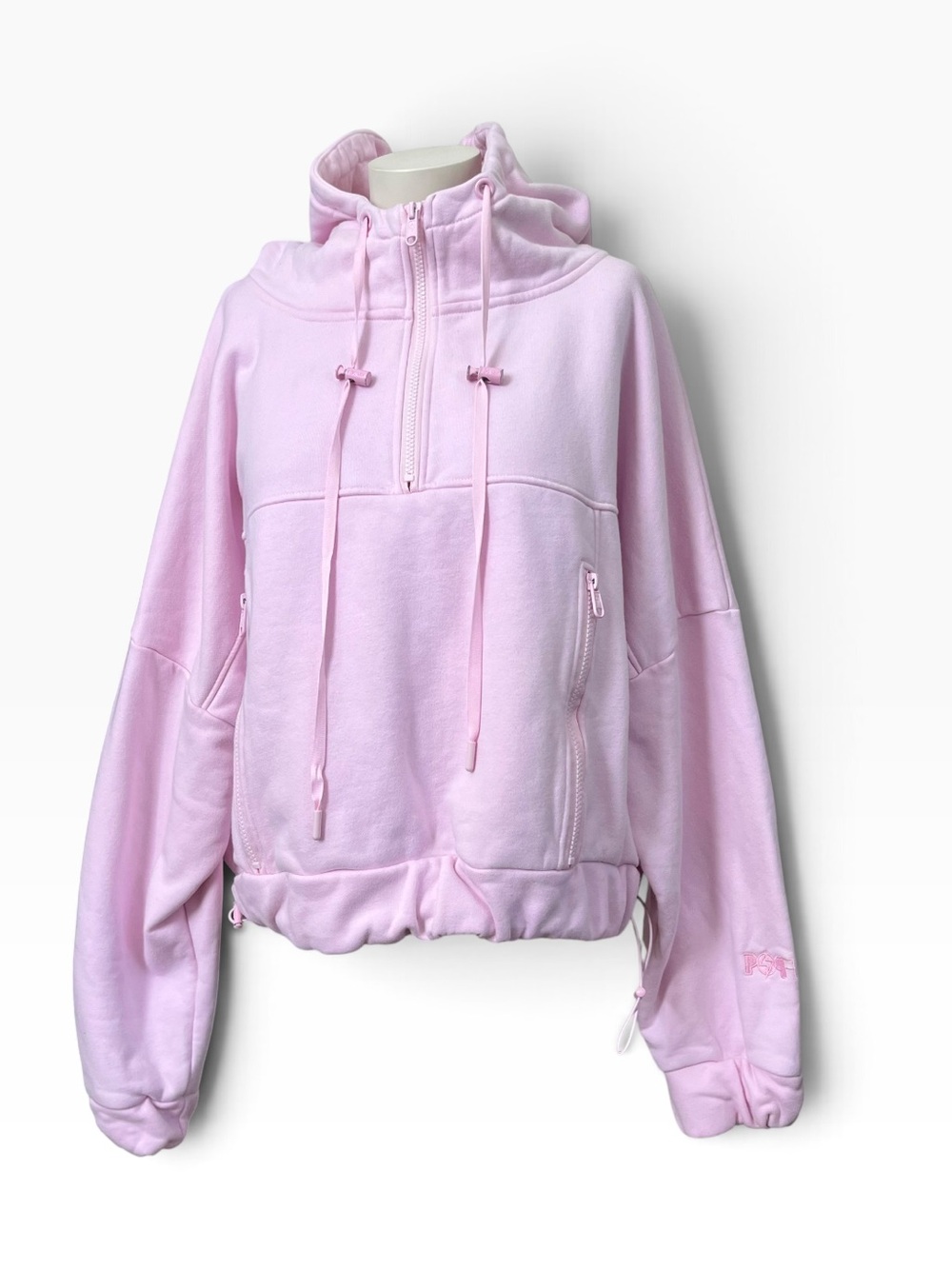 POPFLEX Half Zip Warm Up Hoodie Perfect Pink Oversized Size M